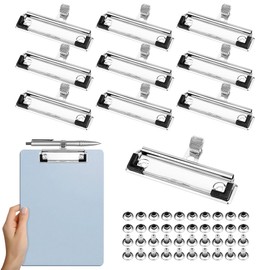Meetory Clipboard Clip, Pack of 10 Clipboard Clamp with Pen Holder Holder, Clips Metal Clipboard A3 A4 A5, Clipboards for Attaching to the Clipboard Front, Hole for Hanging