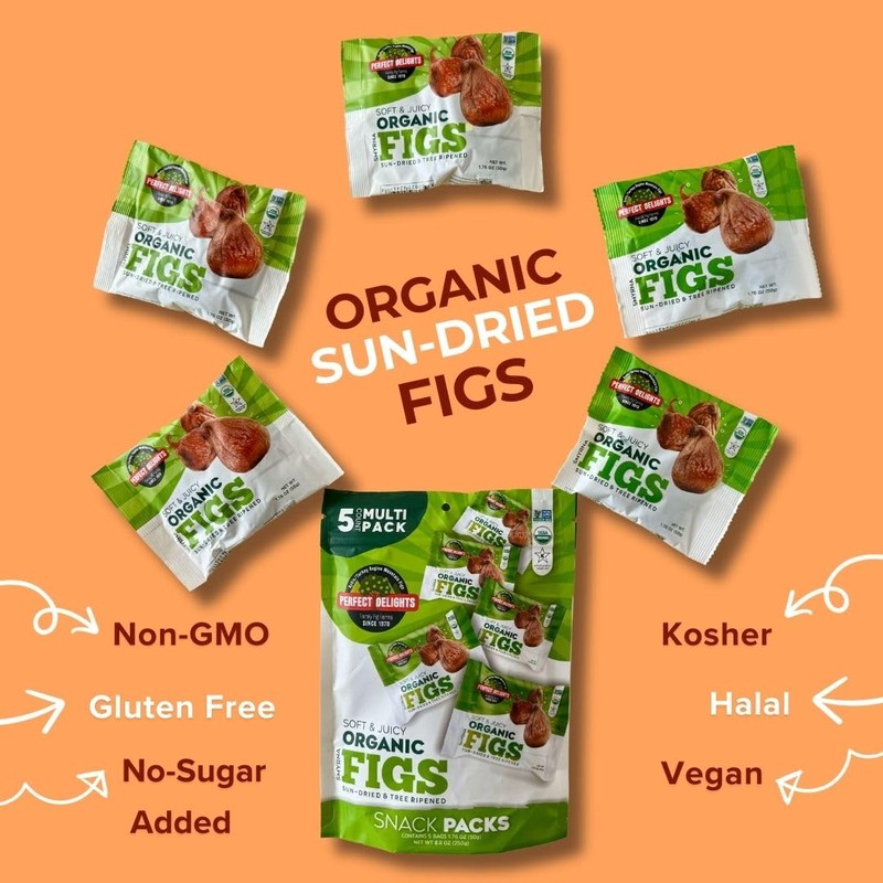 Perfect Delights Organic Snack Pack Figs, Sun-Dried Turkish Figs, On-the-Go