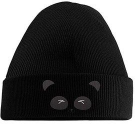 Hippowarehouse Cute Panda face Embroidered Beanie Hat Black