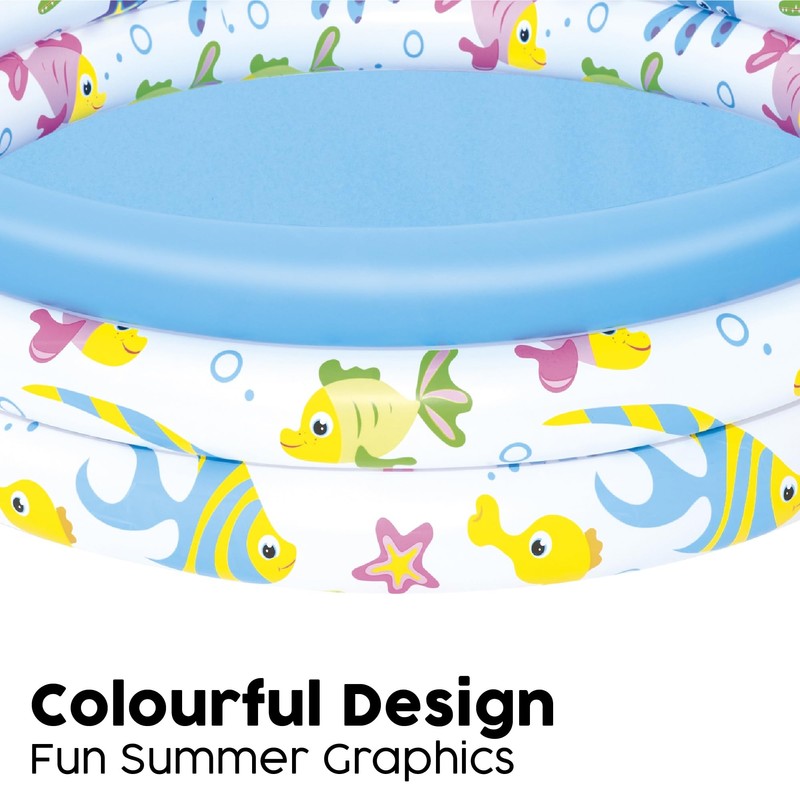 Bestway Ocean Themed Paddling Pool | Inflatable Pool for Kids,