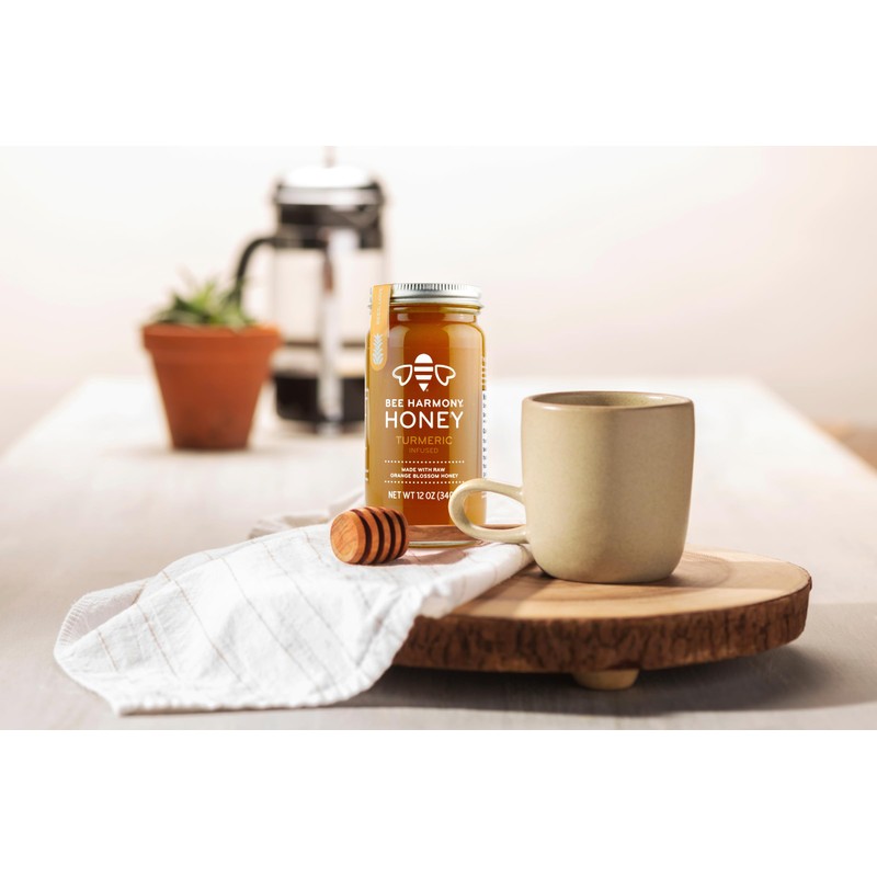Bee Harmony Turmeric Infused Honey, 12 OZ, Pack of 2