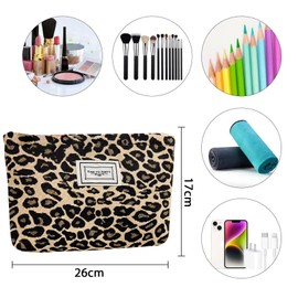 UZYXC 1 Stück Leopardenmuster Kosmetiktasche Damen, Mini Kulturtasche mit Reißverschluss für Reise und Täglicher Gebrauch, Handtasche Organizer Elegant und Leicht mit Innenfach, Weiches Material