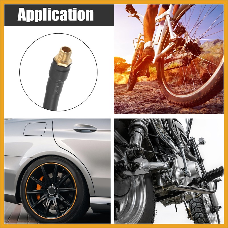 Partuto 100cm Car Tire Inflator Extension Hose Adapter Black Copper