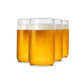 LUXU Beer Glass, 20 oz Can Shaped Beer Glasses Set of 4 -Craft Drinking Glasses,Large Beer Glasses for Any Drink and Any Occasion (Set of 4)