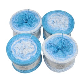 LiLu´s Märchengarne Cupcakes Gradient Yarn Sky Blue Topping Total 280 g 3 Thread 4 x 350 m Wool Bobbel Colour Gradient
