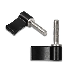 LEONTOOL 2pcs M5 20mm Male Thread Rotating Knob Adjustable Thumb Lever Screw with Single Wing for Camera Equipment (Black)