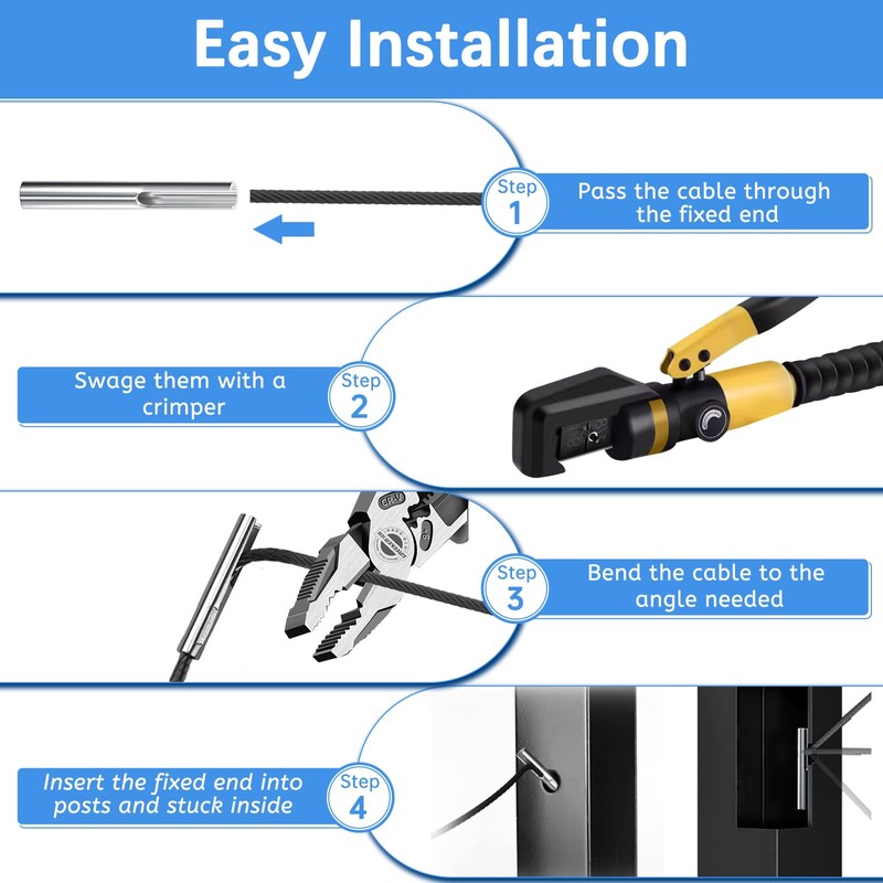 HEIDIBEAR 1/8" Cable Railing Toggle Anchor Terminal Fixed End -