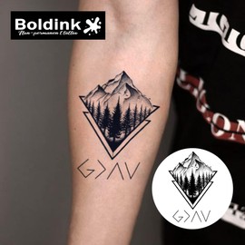 Boldink Temporary Tattoos, semi permanent tattoos, 15-day long lasting tattoo sticker, waterproof and anti-reflective, unique design（Mountains and Forests）