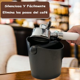 Caja de Café Espresso, Caja de Golpe, caja de café de 4.4 pulgadas, café knock box con barra extraíble, cubo para el café para base antideslizante que absorbe los golpes, estilo barista duradero