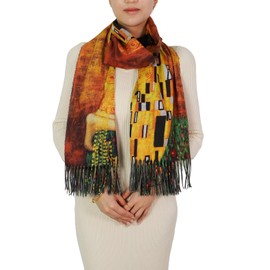 Wander Agio Fashion Painting Scarf for Women Long Shawl Large Warm Scarves Cashmere Feel Retro Art Printing Smooch 31