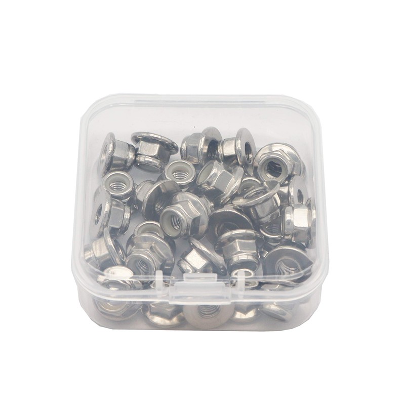 binifiMux 30pcs 304 Stainless Steel M5-0.8mm Hex Flange Nylon Inserted