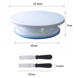 6-teiliges Kuchendekorationsset, Kuchen-Backzubehör mit Kuchen-Drehteller, 3 Schaber und 2 Spateln, Küchen-Backwerkzeug-Set für DIY-Dessert-Kuchenherstellung