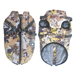 BT Bear Warmer Winter Hundemantel mit Geschirr für kleine Hunde, mittelgroße Hundejacke, Outdoor, wasserdichte Welpen, reflektierende, verstellbare Weste, kalte Winterkleidung (Camouflage, XXL)