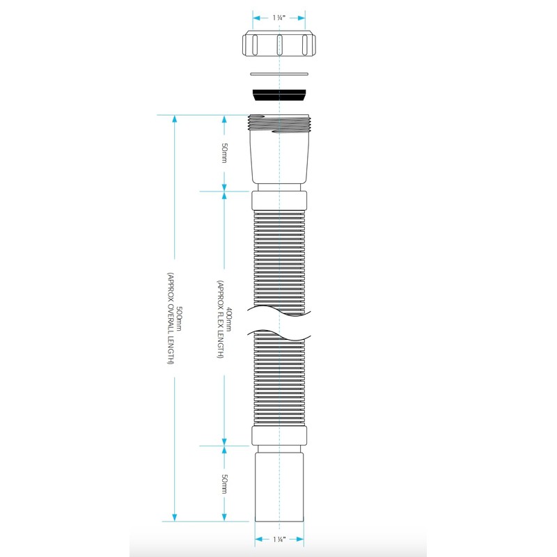 Universal Flexible Pipe Connector - 1.1/4 Inch x 32mm Compression
