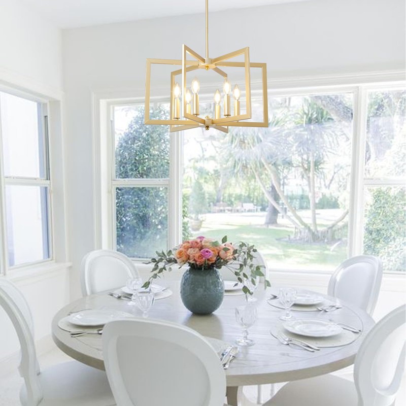 Axamate 21in Gold Chandeliers for Dining Room, 6-Light Modern Farmhouse