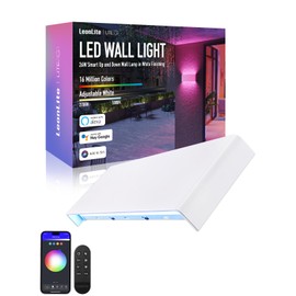 LEONLITE 16 Inch Smart LED Wall Sconce, 100-265V RGBCW Color Changing Wall Light, WiFi & Bluetooth Connection, IP65 Waterproof Outdoor Commercial Wall Washing Lighting Solution, 26W, White