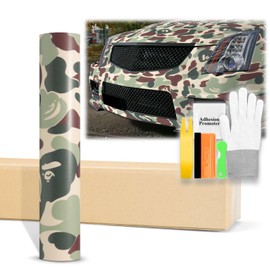 20"x60" (1.6FTx5FT) Camouflage Ape Green Pattern Matte Vinyl Wrap Auto Car Sticker Decal Film Sheet Bubble Free Air Release Technology with Tool Kit