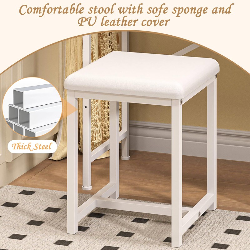 X-cosrack Small Makeup Vanity Desk with Mirror & Chair, Mini