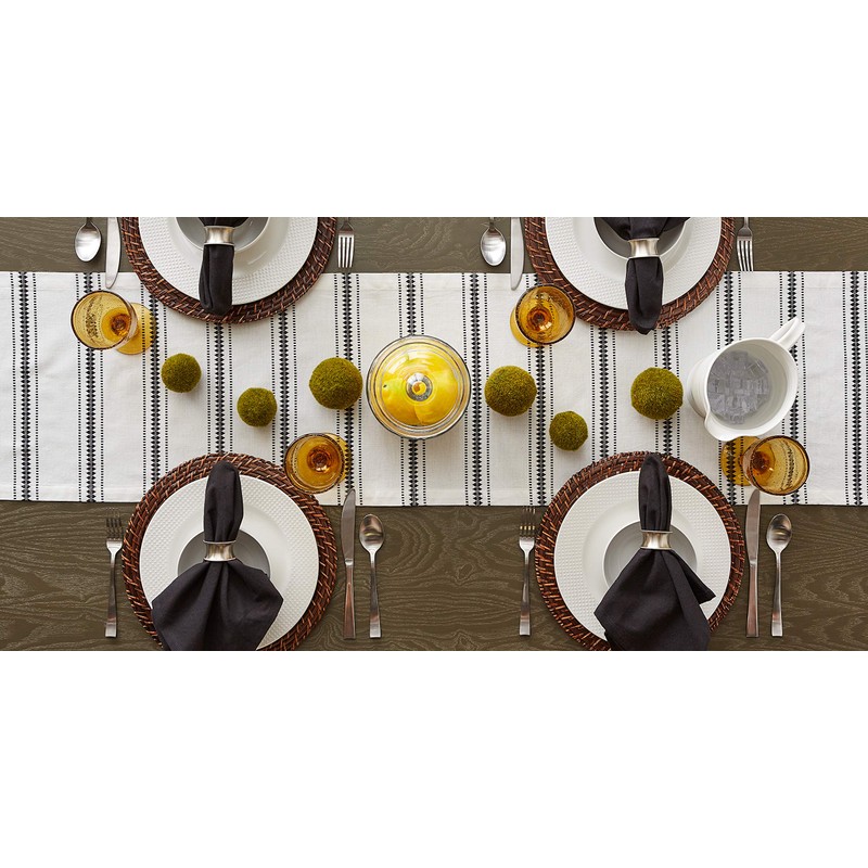 DII Zig Dobby Tabletop Collection, White Cotton Background with Embellished