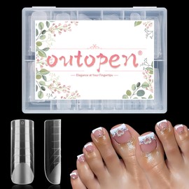 outopen 240pcs Long Square Toe Nail Forms Clear Matte Toenail Extension Nail Mold Full Cover Nail Art Mold for Toes for Wide Nail Beds Acrylic Extension Gel Forms for Beginners DIY Manicure, 12 Sizes
