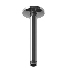 URREA 2307 Brazo para Regadera a Techo Tubular con Chapetón, Brazo para Ducha de Latón 20 cm, Acabado Cromo