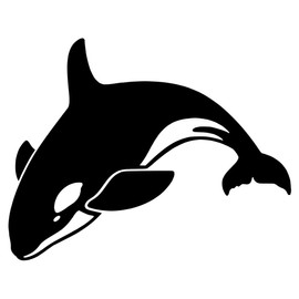 Orca Killer Whale [Pick Any Color] Vinyl Transfer Sticker Decal for Laptop/Car/Truck/Window/Bumper (3in x 2.4in (Laptop Size), Black)