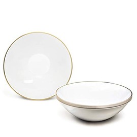 " OCCASIONS " 60 Piece Plates Pack, Disposable Wedding Party Plastic Bowls (16oz Soup Bowl, Dali in White & Gold)