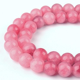 DIQIO Natural Pink White Jade Beads for Jewelry Making - Stone Beads Gemstone Beads for Bracelets, 10mm Crystal Round Loose Beads(35-37pcs, 10mm, Pink White Jade)