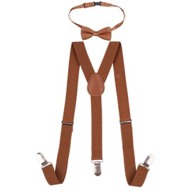 WedDecor Children Braces Bow tie sets, Solid Color Kids Braces with Strong Clip, Unisex Adjustable Suspenders and Bow Tie Set, Fully Elastic Woven Bowtie Set for Wedding, 25mm Wide