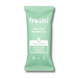 FreshWipes Ocean Fresh Shampoo Cap Pack of 1 - No Rinse for Elderly or Disabled - Cleanses & Conditions for No Shower Access, Camping & Festival Use - Dermatologically Tested