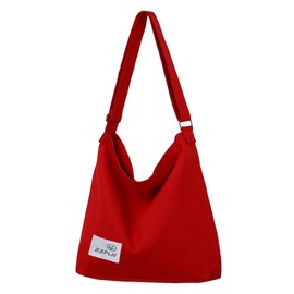 ZZPLN Women's Canvas Crossbody Bag Casual Hobo Bag Shoulder Bag Shopping Bag (Red)