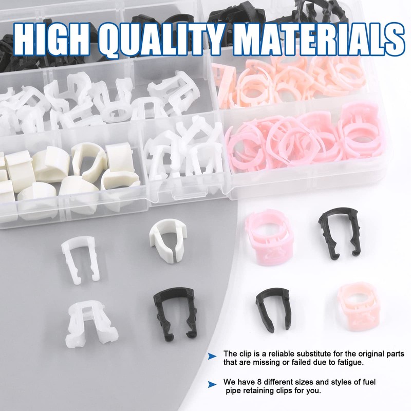 Glarks 80Pcs 3/8" 5/16" 8 Sizes Fuel Line Retainer Clips