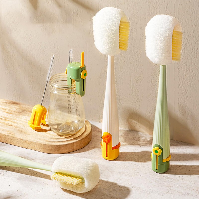 CHENSHUO 5 in 1 Long Handle Cup Cleaning Brush,Multifunctional Cup