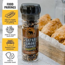 Safari Smoke Seasoning Blend by African Dream Foods with Smoked Paprika Peppers, Sea Salt | Ideal for Meat, Chicken, Vegetables | Reusable Grinder, 1.8 oz | 5-Pack