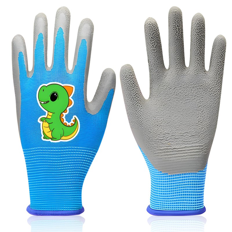 hisptgo Kids Gardening Gloves for Age 3-12, Durable Rubber Coated