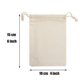 Lanjue 20 Pack Cotton Muslin Bags, White Mini 10x15cm Drawstring Gift Bags Breathable Pouches Reusable Packing Storage Bags for Wedding Party Festival
