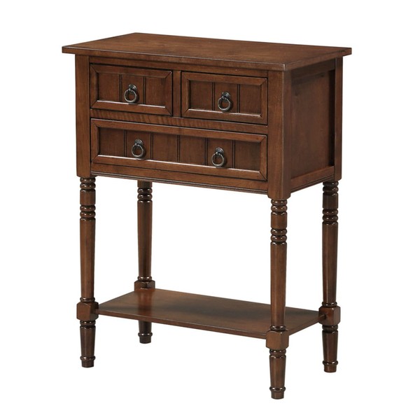 Convenience Concepts Kendra 3 Drawer Hall Table with Shelf, Espresso
