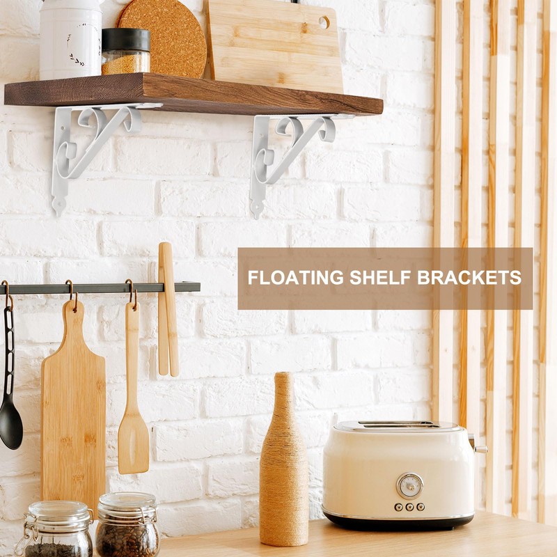 sourcing map 6 Pcs Decorative Shelf Brackets, 5" x 3"