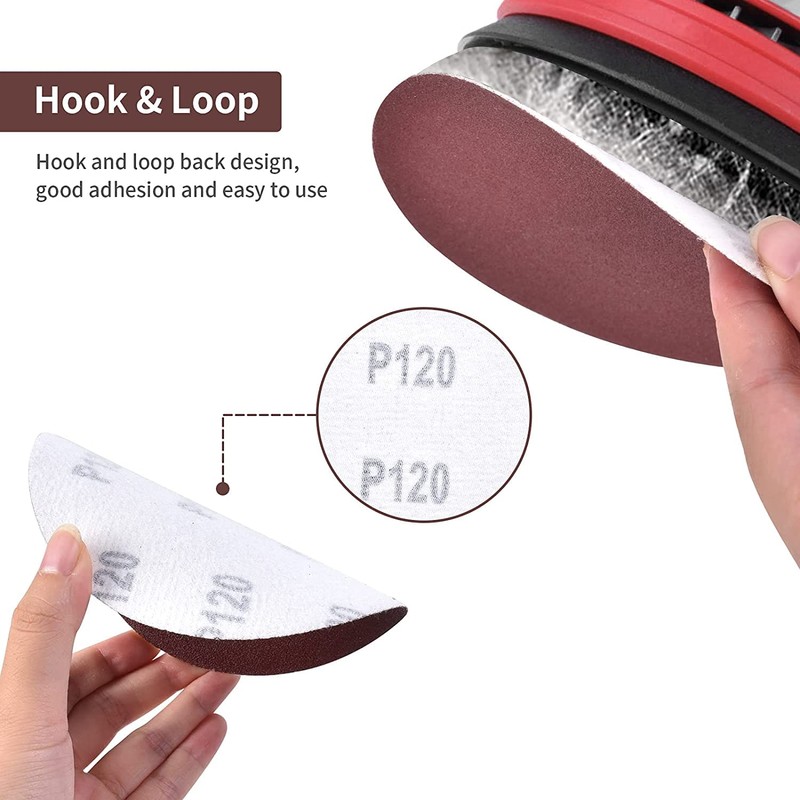 115mm Hook and Loop Sanding Discs 40/80/120/240 Grit Sandpaper Sheet,