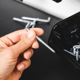 HELPMATE Screw Hooks Straight with Slotted 65 x 5.8 x 35 x 18 mm - Galvanised Steel - Pack of 25 - Slotted Hooks for Wall Mounting