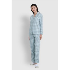 JAJU [JAJU/자주] 여 플란넬 파자마 세트_다크 블루 [JAJU] Women's Flannel Pajama Set_Dark Blue