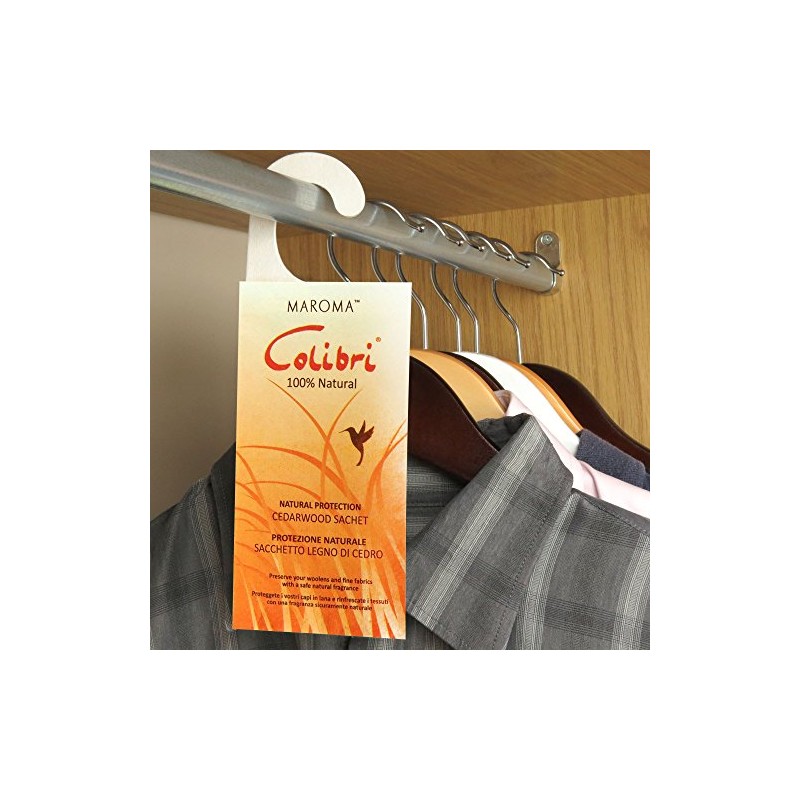 HANGERWORLD - Colibri Cedarwood Hanging Wardrobe Sachet Natual Anti-Moth Woollen