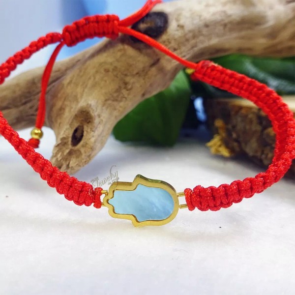 Boho to Soho Gold-Fused Mother of Pearl Red String Bracelet