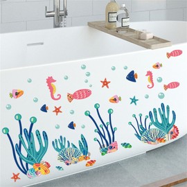 SMAOSTORE Wall Sticker, Undersea World, Underwater Animals, Aquatic Plants, Corals, Seashells, Sea Animals, Fish, Seaweed, Sea Bubble, Stylish, Children's, Room/Bedroom/Study