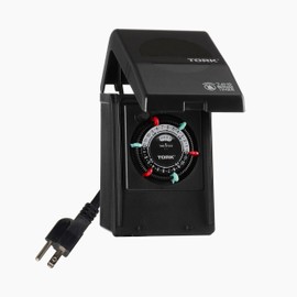 NSi Industries TORK RHB32R Indoor/Outdoor 15-Amp Plug-in Heavy Duty Mechanical Timer 24-Hour Programming – GREEN & RED Trippers TWO Receptacles Black Cover