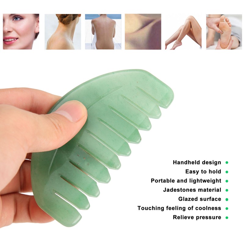 Massage Comb Scalp Care Relax Handheld Portable Jadestone Gua Sha