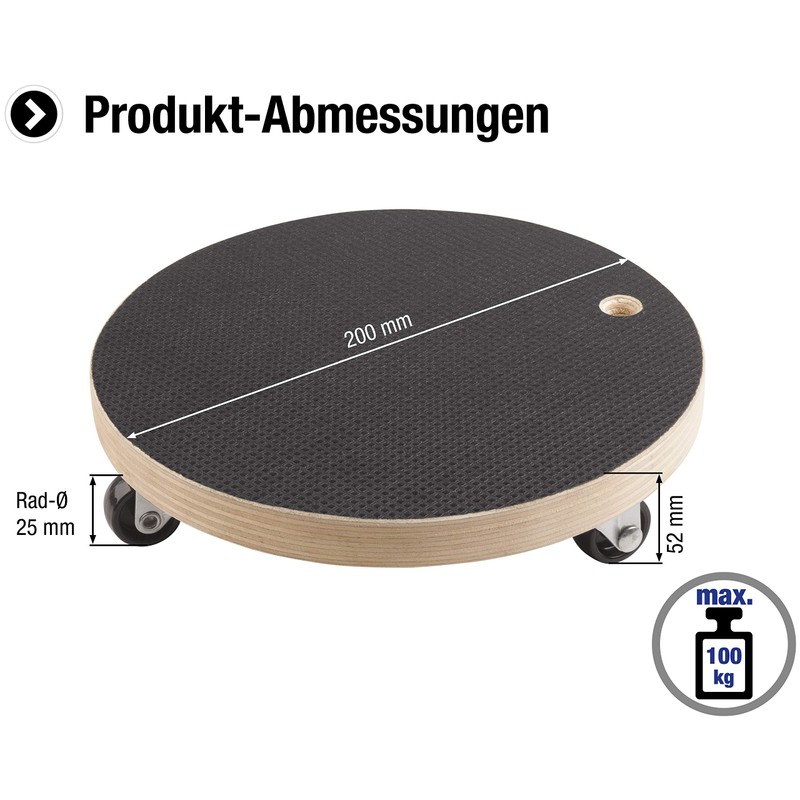 Transport Roller Ø 200 mm, 100 kg, Coated plywood, PP