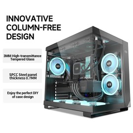 PCCOOLER C3T500 ARGB PC Case Mid Tower Desktop Computer Gaming Superior Case for ATX/M-ATX/ITX with 6 ARGB Case Fans,Column-Free Design,360MM Radiator&400MM GPU Support,Easy Installation (Black)