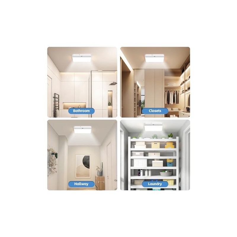 NARUNDREN Rechargeable Motion Sensor Ceiling Light with Remote, Wireless Ceiling