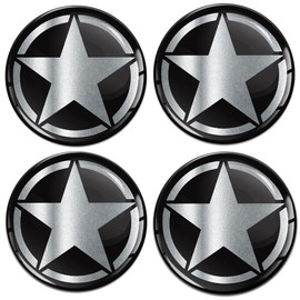 Biomar Labs 4 x 55 mm 3D Silicone Stickers for Hub Caps Hub Caps Wheel Sticker Wheel Cover Star Silver A 4155
